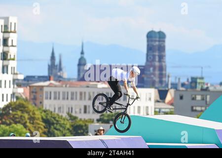 Kim Muller (Allemagne, médaille d'argent). BMX Freestyle femme. Championnats d'Europe Munich 2022 Banque D'Images