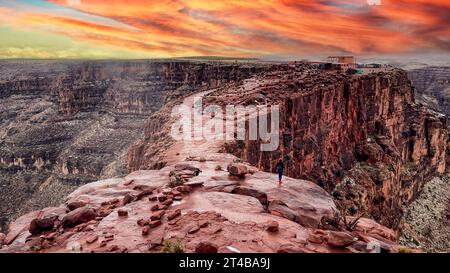 360 vues depuis le Guano Overlook à la porte ouest du parc national du Grand Canyon, aux États-Unis d'Amérique, sur la réserve indienne Hualapai Banque D'Images