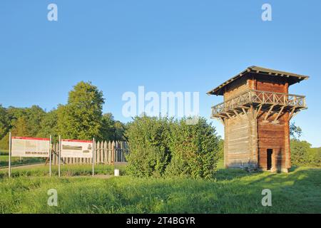 Tour romaine reconstruite et palissade à la haute-germanique-rhétique Limes, UNESCO, tour en bois, romaine, reconstruction, tour de limes Banque D'Images