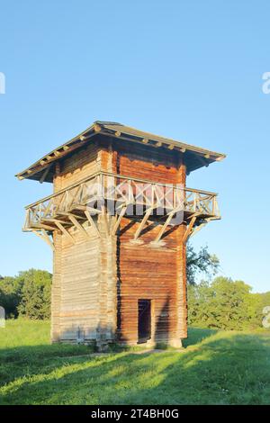 Tour romaine historique reconstruite sur la haute-germanique-rhétique Limes, UNESCO, tour en bois, romaine, reconstruction, tour de limes, Ostalbkreis Banque D'Images