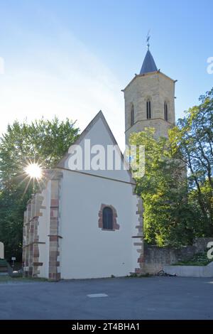 Nonnenkirchle, ancienne chapelle de la maison de charbons et église Saint-Michel dans le contre-jour, Waiblingen, Baden-Wuerttemberg, Allemagne Banque D'Images