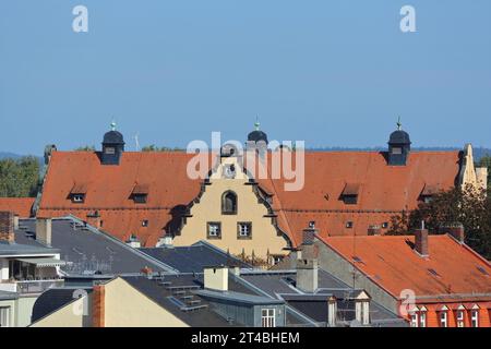 Bâtiment de la bibliothèque universitaire, toits, pignons, Bamberg, haute-Franconie, Franconie, Bavière, Allemagne Banque D'Images