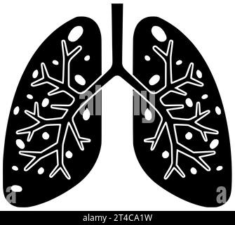 santé cancer noir silhouette virus illustration maladie icône pneumonie logo ruban soins tuberculose poumon médical respiratoire bpco asthme Banque D'Images