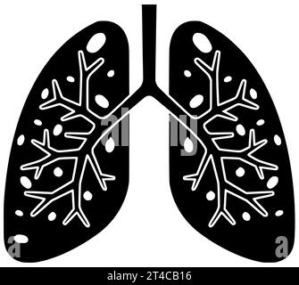 santé cancer noir silhouette virus illustration maladie icône pneumonie logo ruban soins tuberculose poumon médical respiratoire bpco asthme Banque D'Images