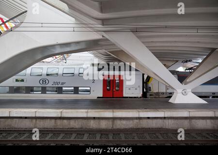 Gare de Liège-Guillemins de style industriel moderne, Belgique, Wallonie, Luettich Banque D'Images