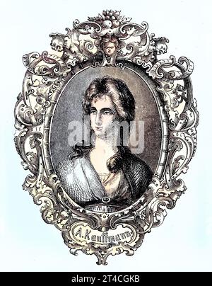 Maria Anna Angelika Kauffmann, 1741 bis 1807, im Englischen meist als Angelica Kauffman bekannt, war eine Schweizer Malerin des Neoklassizismus, Reproduktion eines Holzschnitts aus dem Jahr 1880, digital verbessert / Maria Anna Angelika Kauffmann, 1741 bis 1807, généralement connu en anglais sous le nom d'Angelica Kauffman, peintre néoclassique suisse. reproduction d'une gravure sur bois de l'année 1880, numérique améliorée Banque D'Images