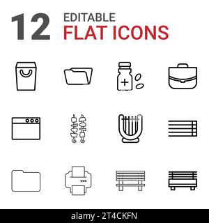 12 icônes fines image vectorielle libre de droits Illustration de Vecteur