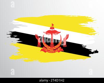 Drapeau vectoriel de Brunei dessiné avec un pinceau Illustration de Vecteur