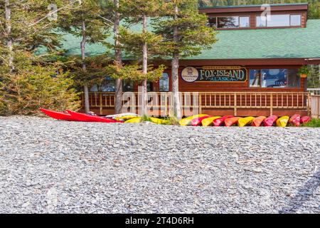 Fox Island Kenai Fjords Wilderness Lodge retraite à Resurrection Bay, près de Seward, Alaska. Banque D'Images