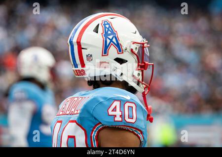 Nashville, États-Unis. 29 octobre 2023. Le cornerback des Titans du Tennessee Anthony Kendall (40) lors de leur match contre les Falcons d'Atlanta au Nissan Stadium de Nashville, Tennessee, le 29 octobre 2023. (Photo de Kindell Buchanan/Sipa USA) crédit : SIPA USA/Alamy Live News Banque D'Images