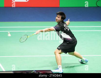 HE Bing Jiao de Chine 1/2 FINALE femmes lors du Yonex internationaux de France 2023, Super 750 Badminton HSBC BWF World Tour le 27 octobre 2023 au Glaz Arena à Cesson-Svign, France - photo Laurent Lairys / DPPI Banque D'Images