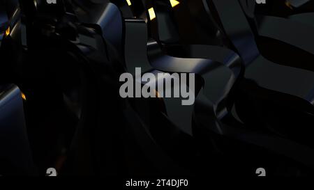 Lignes d'ondes noires. Rendu 3D généré par ordinateur Banque D'Images