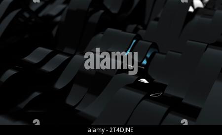 Lignes d'ondes noires. Rendu 3D généré par ordinateur Banque D'Images