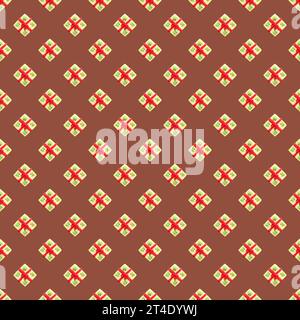 Motif sans couture de biscuits au beurre en forme de boîte cadeau sur fond brun chocolat Banque D'Images