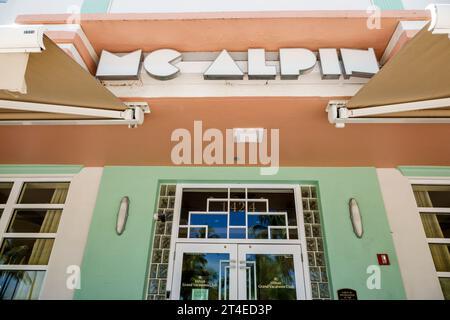 Miami Beach Floride, extérieur, entrée principale de l'hôtel, Ocean Drive Hilton Grand Vacations Club McAlpin Ocean Plaza Miami, Art déco sty Banque D'Images