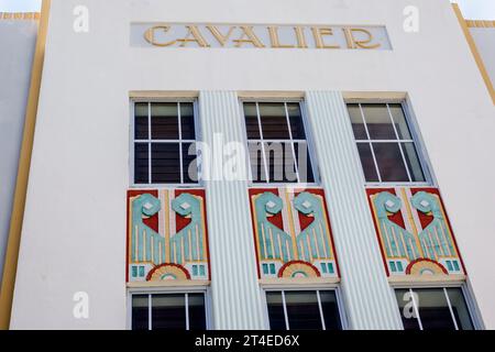 Miami Beach Floride, extérieur, entrée principale de l'hôtel, enseigne Ocean Drive cavalier Hotel South Beach, architecture de style Art déco, hôtels mote Banque D'Images