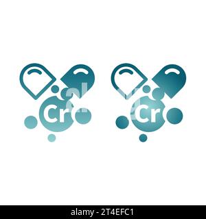 Icône vectorielle colorée de capsule CR. Symbole de pilule de micronutriments et suppléments de chrome ou de chrome. Illustration de Vecteur