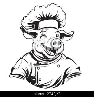 Personnage de dessin animé de chef de porc. Illustration clip art vectorielle Illustration de Vecteur