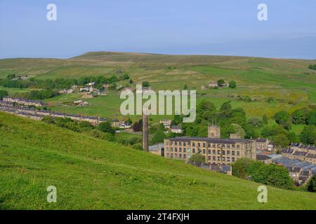 Marsden : Old Bank Bottom Mill à Marsden près de Huddersfield à Colne Valley, Kirklees, South Pennines, West Yorkshire, Angleterre, ROYAUME-UNI Banque D'Images