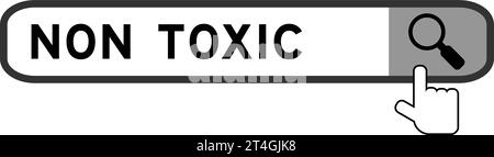 Bannière de recherche dans le mot non toxique avec la main sur l'icône loupe sur fond blanc Illustration de Vecteur