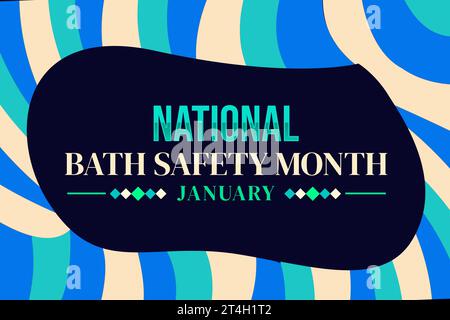 Papier peint du mois national de la sécurité du bain avec des formes d'eau bleue et typographie Banque D'Images