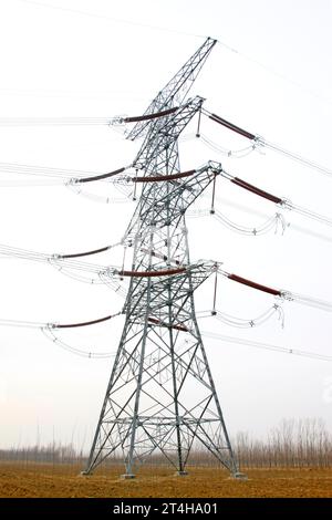 Tours électriques et lignes électriques, gros plan de la photo Banque D'Images