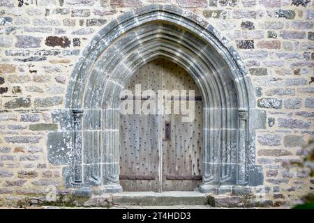 Chapelle de Kermaria an Isquit, porte médiévale, Plouha, Bretagne Breizh Bretagne, France Banque D'Images