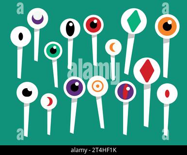 yeux de monstre de bonbon de vecteur, pour halloween, conception simple, illustration de couleur, Illustration de Vecteur