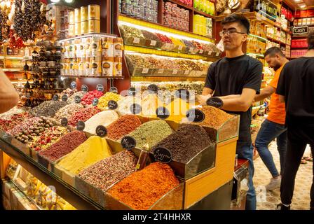 Istanbul, Turquie, 10 octobre 2023, The Spice Bazaar (turc : Mısır Çarşısı, signifiant « Bazar égyptien »), éditorial seulement. Banque D'Images