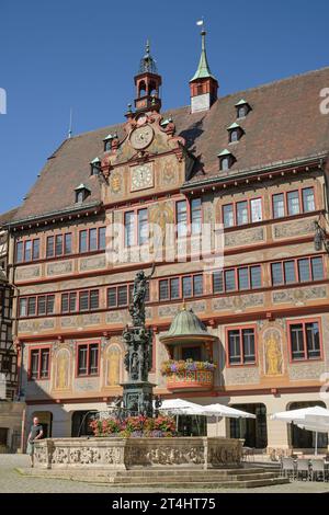 Neptunbrunnen, Altes Rathaus, Am Markt, Tübingen, Bade-Württemberg, Deutschland Banque D'Images