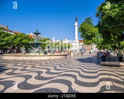 Place Rossio Nom officiel de la place du Roi Pedro IV dans la section Baixa de Lisbonne Portugal Banque D'Images