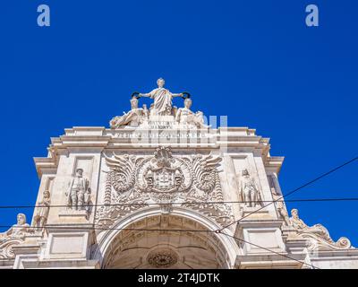 Rua Augusta Arch dans le quartier central de Baixa à Lisbonne Portugal Banque D'Images