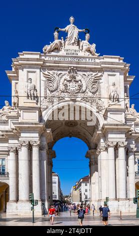 Rua Augusta Arch dans le quartier central de Baixa à Lisbonne Portugal Banque D'Images