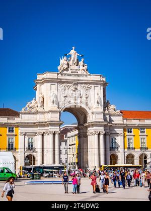 Rua Augusta Arch dans le quartier central de Baixa à Lisbonne Portugal Banque D'Images