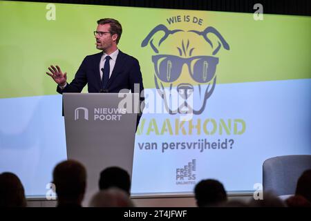 LA HAYE - D66 député Sjoerd Sjoerdma à Nieuwspoort où Free Press Unlimited tient une réunion sur l'importance de la liberté de la presse aux pays-Bas. Le groupe d'intérêt veut que la liberté de la presse soit une question à l'ordre du jour des élections. ANP PHIL NIJHUIS netherlands Out - belgique Out Banque D'Images