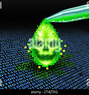 Empoisonner le code informatique et l'empoisonnement des données numériques en tant que concept de cybersécurité pour protéger le contenu créatif contre l'utilisation non autorisée du droit d'auteur protégé Banque D'Images