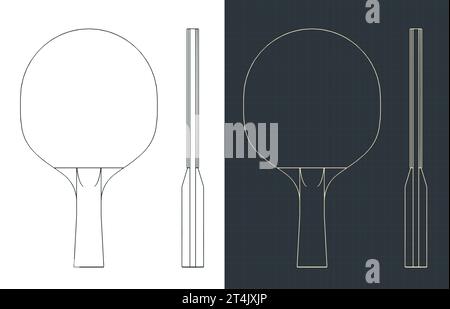 Illustrations vectorielles stylisées de plans de raquette de tennis de table Illustration de Vecteur