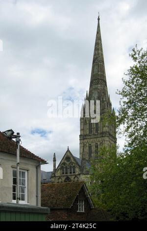 La cathédrale de Salisbury, anciennement connue sous le nom de cathédrale de la Bienheureuse Vierge Marie, est une cathédrale anglicane de Salisbury, en Angleterre Banque D'Images