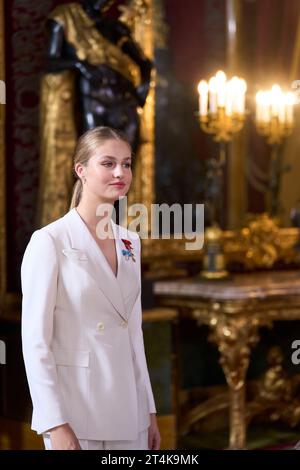 Madrid, Espagne. 31 octobre 2023. La princesse héritière Leonor assiste au serment d'allégeance à la Constitution espagnole de la princesse des Asturies au Palais Royal. (Image de crédit : © Jack Abuin/ZUMA Press Wire) USAGE ÉDITORIAL SEULEMENT! Non destiné à UN USAGE commercial ! Banque D'Images