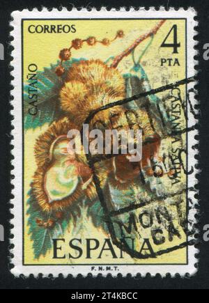 ESPAGNE - CIRCA 1985 : timbre imprimé par l'Espagne, montre Chestnut, circa 1985 Banque D'Images