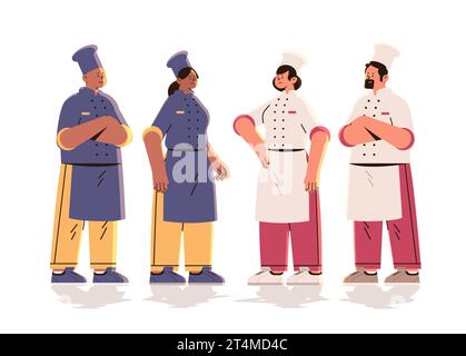 mélanger la course des chefs culinaires de restaurant professionnel ou des boulangers dans le concept uniforme de célébration de fête du travail heureux des travailleurs de l'industrie alimentaire Illustration de Vecteur