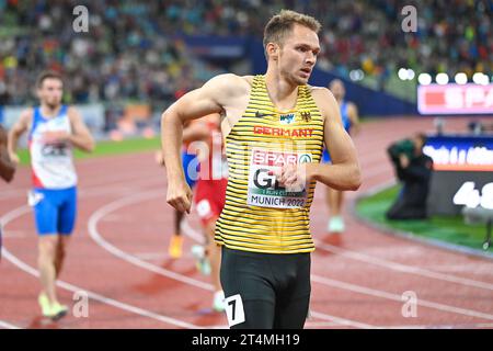 Marvin Schlegel (Allemagne). relais 4x400 final. Championnats d'Europe Munich 2022 Banque D'Images