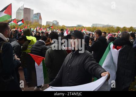 La Haye, pays-Bas. 29 octobre 2023. Des milliers de personnes assistent à une manifestation de soutien aux Palestiniens à la Haye, aux pays-Bas, le 29 octobre 2023. (Photo de Mouneb Taim/INA photo Agency/Sipa USA) crédit : SIPA USA/Alamy Live News Banque D'Images