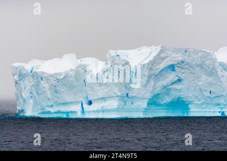 gros plan détaillé d'un grand iceberg flottant dans les eaux de la péninsule antarctique. antarctique Banque D'Images