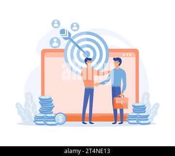 Marketing d'entreprise, service de marketing professionnel, entreprise de publicité, réseautage mondial, illustration moderne vectorielle plate Illustration de Vecteur