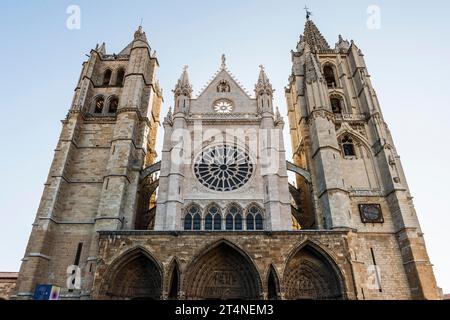 Cathédrale gothique, Leon, Camino de Santiago, Castilla y Leon, Nord de l'Espagne, Espagne Banque D'Images