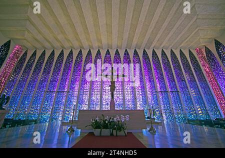 Santuario Dom Bosco, église catholique, intérieur, Brasilia, Distrito Federal, Brésil Banque D'Images