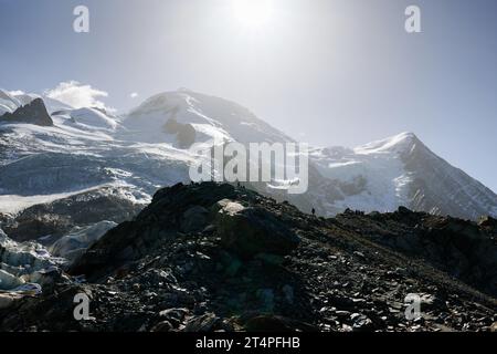 Glacier des Bossons vu depuis la jonction à Chamonix Banque D'Images