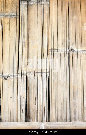 Gros plan photo de mur de tapis de bambou, fond naturel. Banque D'Images
