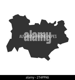 Auvergne-Rhone-Alpes - carte de division administrative, région, de France. Silhouette vectorielle gris foncé. Illustration de Vecteur